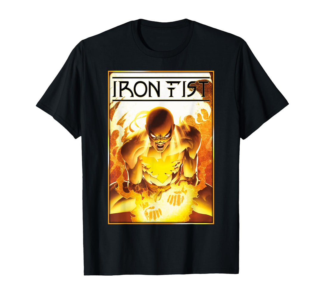 Women's Marvel Iron Fist Flames Graphic T-Shirt Small Black