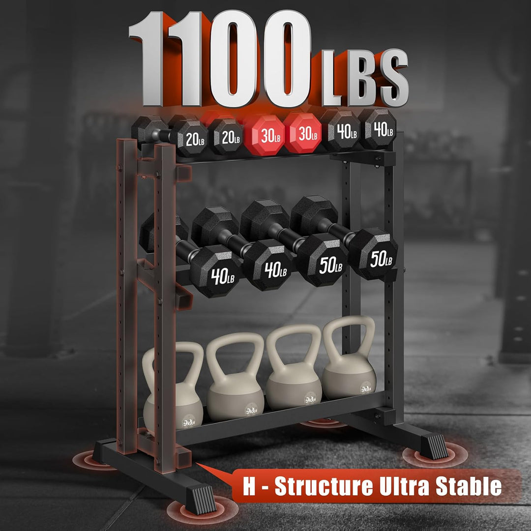 Hantelständer mit 3 Ebenen, 500 kg Kapazität, verstellbar, für das Fitnessstudio zu Hause, robuster