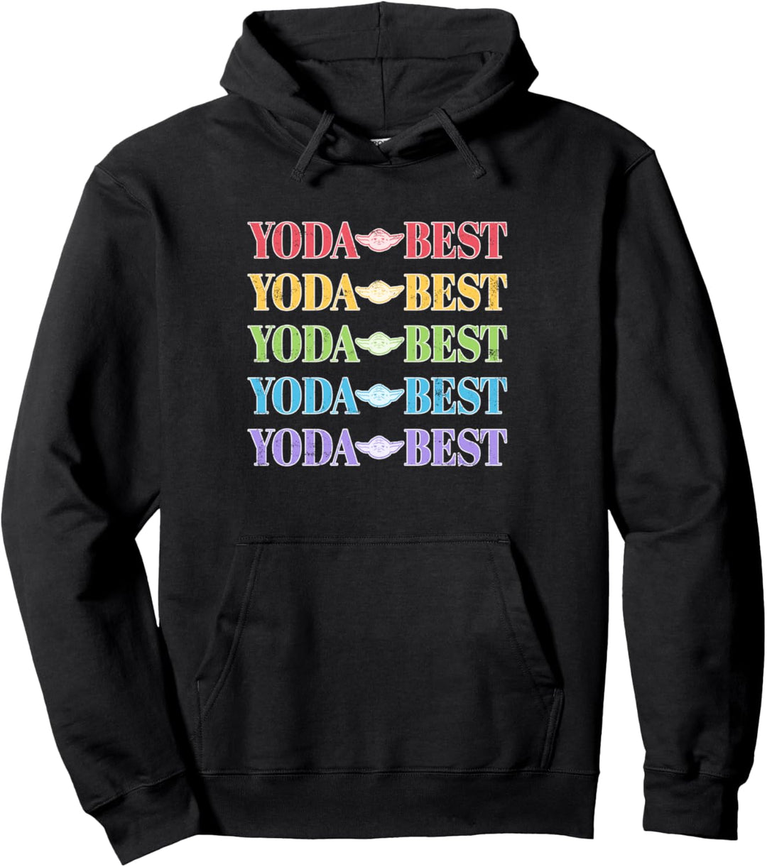 Star Wars Yoda Best Rainbow Text Stack Pullover Hoodie