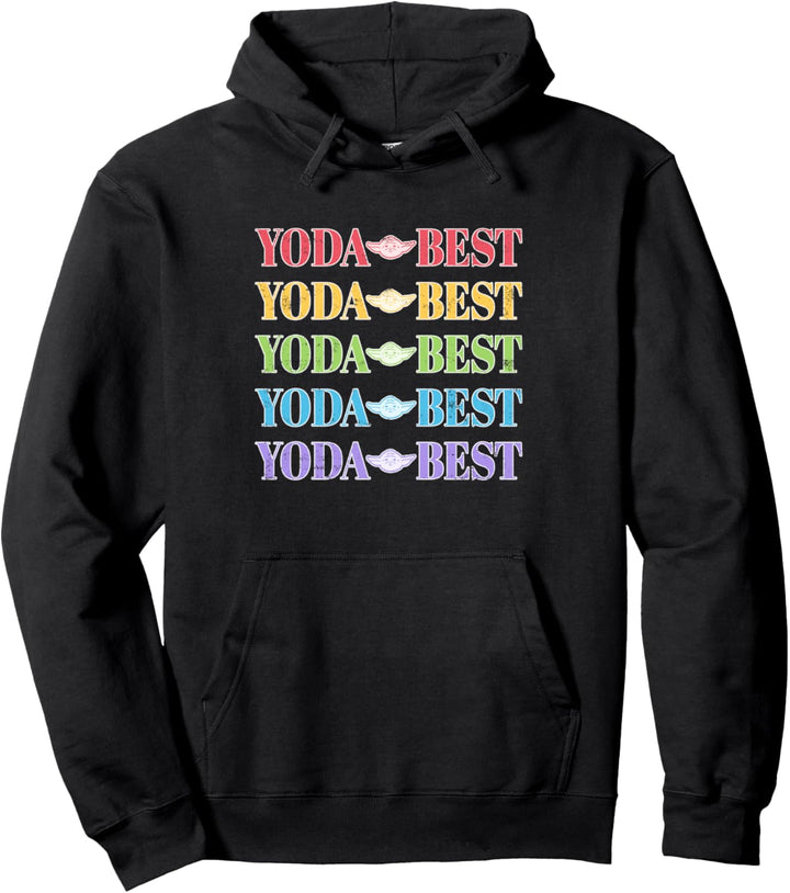 Star Wars Yoda Best Rainbow Text Stack Pullover Hoodie