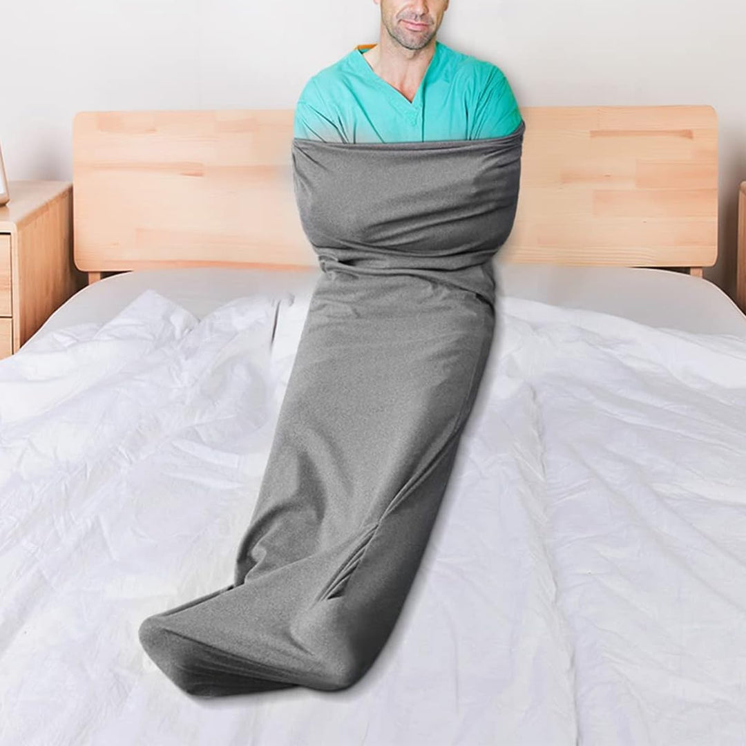 Alide Sleep Pod, grauer, tragbarer Kompressionsschlafsack mit 360°-Wickelfunktion, 185 x 50 cm gross