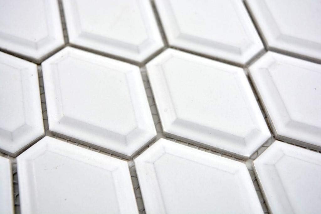 Keramikmosaik Fliesen Mosaikfliesen Keramik Kachel Diamant Metro weiss matt Fliesenspiegel Küchenfli
