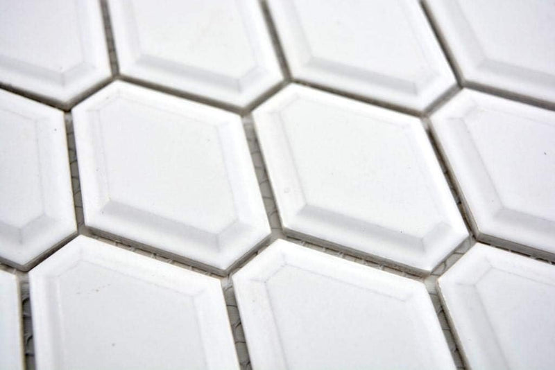 Keramikmosaik Fliesen Mosaikfliesen Keramik Kachel Diamant Metro weiss matt Fliesenspiegel Küchenfli