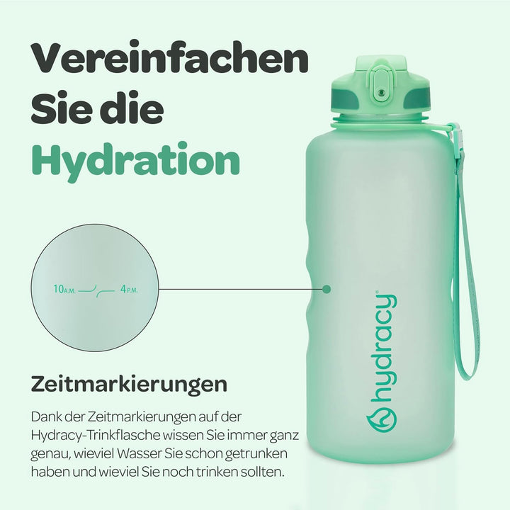 Hydracy Trinkflasche mit Strohhalm und Zeitmarkierung - 2L Wasserflasche - BPA-freie Trinkflasche -