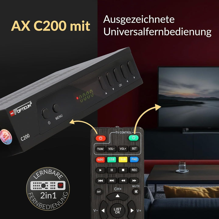 RED OPTICUM C200 HD Kabelreceiver mit Aufnahmefunktion PVR I Digitaler Kabel-Receiver HD - EPG - HDM