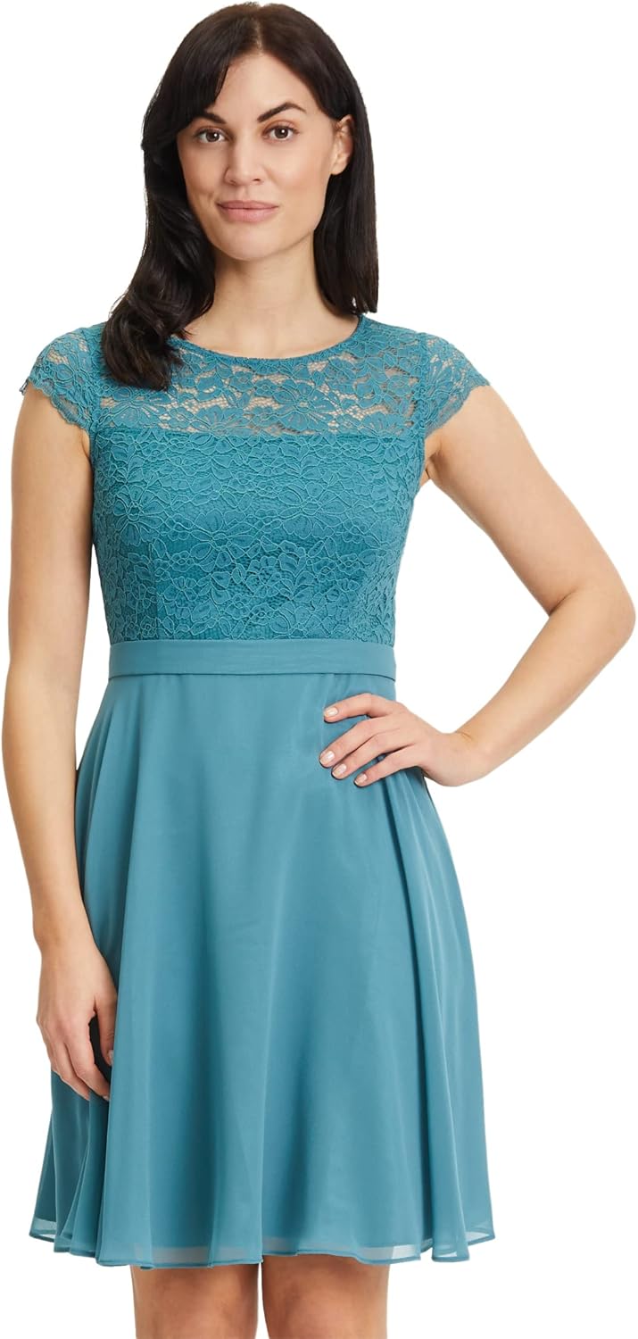 Vera Mont Damen Cocktailkleid mit Spitze 34 Smoky Teal, 34 Smoky Teal