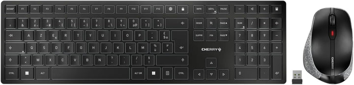 CHERRY DW 9500 Slim, kabelloses Tastatur- und Maus-Set, Französisches Layout (AZERTY), Bluetooth- od