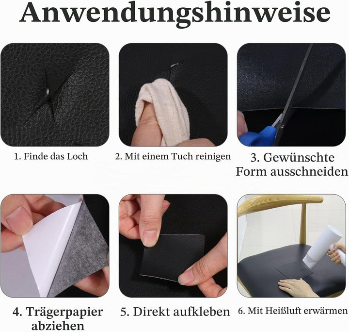 Kunstleder Selbstklebende Leder Reparatur Set, Lederflicken Selbstklebende Leder Reparatur Patch 40