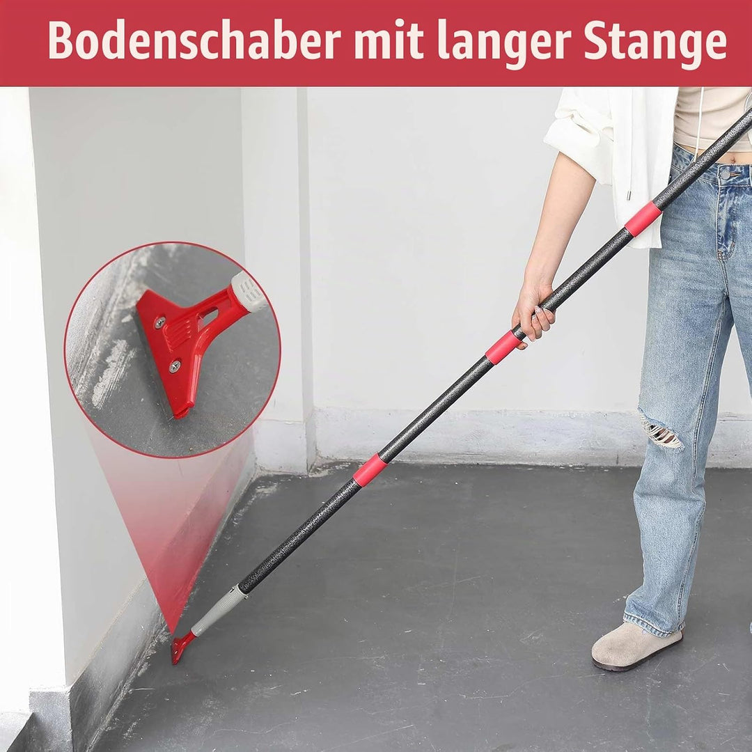 Tapetenschaber lang, Farbschaber mit langem Stiel, 1 Stück Tapetenschaber mit Gummigriff, Fenstersch