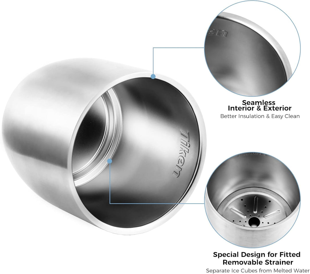 Tiken 3L Edelstahl Eiseimer mit Deckel und Zange Doppelwandiger Vacuum Isolierter Eiskübel Eiswürfel