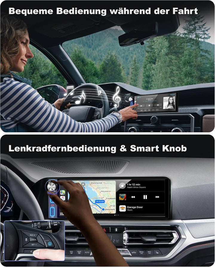 DAB/DAB+ 6,8 Zoll 1 DIN HD Autoradio mit Drahtlosem CarPlay &amp; Android Auto, Type-C Schnellladung, DS