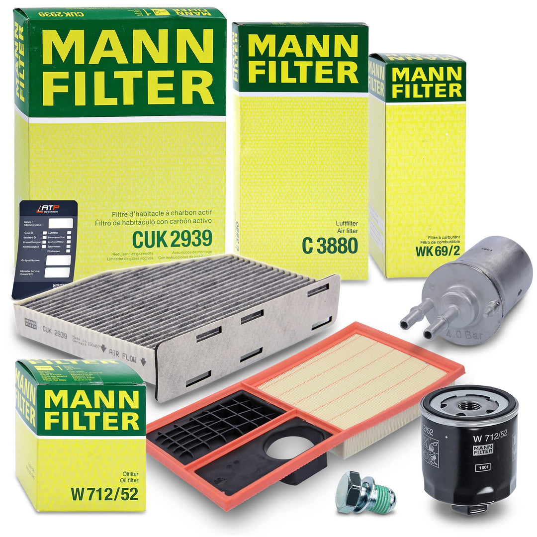 1x MANN-FILTER Ölfilter, 1x MANN-FILTER Luftfilter, 1x MANN-FILTER Innenraumfilter (Aktivkohlefilter