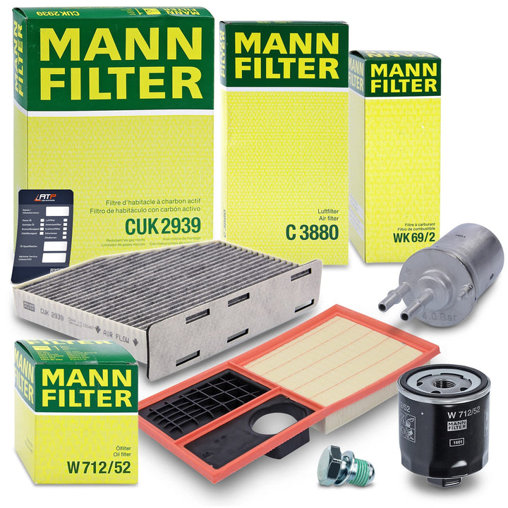 1x MANN-FILTER Ölfilter, 1x MANN-FILTER Luftfilter, 1x MANN-FILTER Innenraumfilter (Aktivkohlefilter