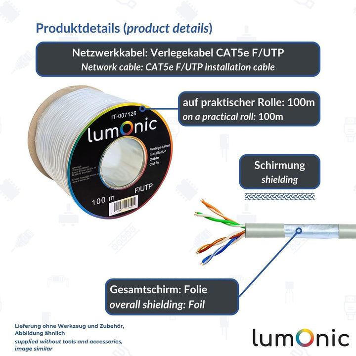 100m Netzwerkkabel Verlegekabel CAT5e F/UTP Ethernet Kabel CAT5 CAT.5e 100m Verlegekabel Category 5e