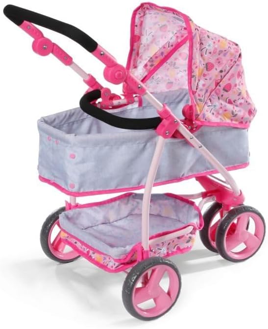 BABY born Deluxe Puppenwagen, Puppenwagen mit Verstellbarer Liege-Fläche und Griff, 834145 Zapf Crea