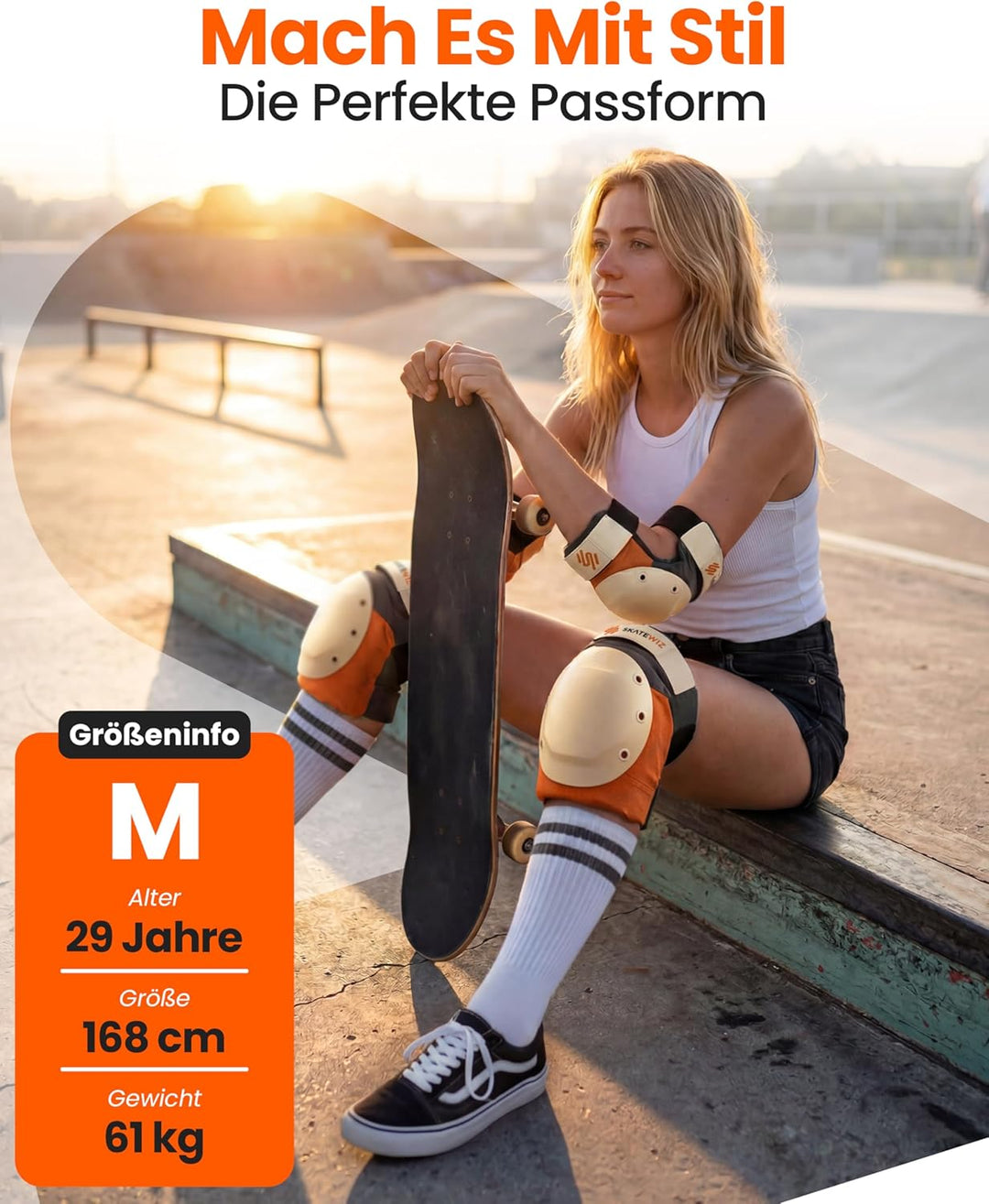SKATEWIZ Inliner Schoner Erwachsene und Jugendliche mit Neopren-Sleeves - Protektoren Set [6er] SHIE