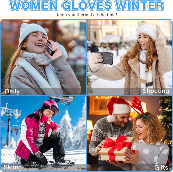 Bequemer Laden Winter Warm Damen Handschuhe Thermo Winterhandschuhe Elegant Jacquard Strickhandschuh