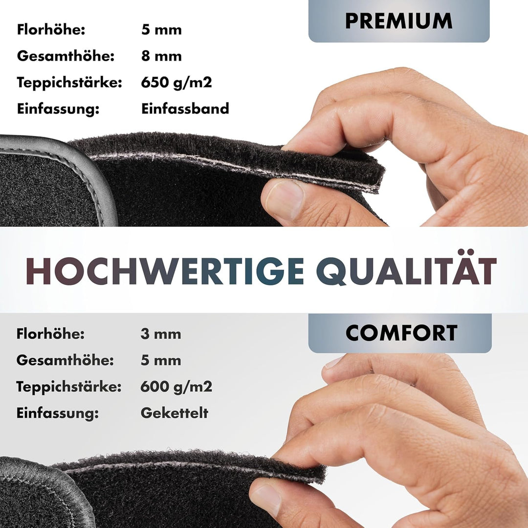 WALSER Premium Auto Teppiche kompatibel mit Audi Q7 03/2006-01/2016, 100% passgenaue Auto Fussmatten