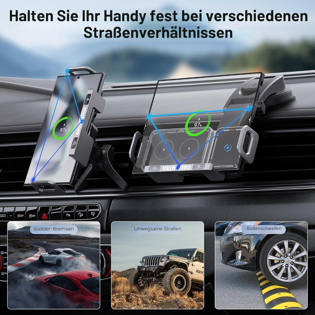 KFZ Handyhalterung für Samsung Galaxy Z Fold 7/6/5/4, 90° drehbar mit kabellosem Laden, 2-in-1 Lüftu
