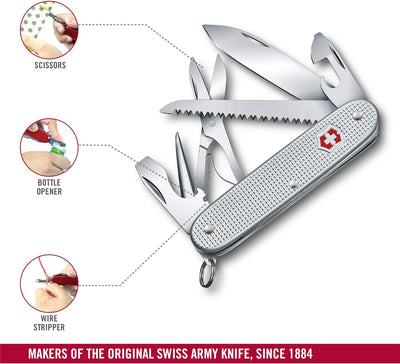 Victorinox, Taschenmesser, Farmer X Alox, 93 mm, silber (10 Funktionen, Klinge, Schraubendreher 3 mm