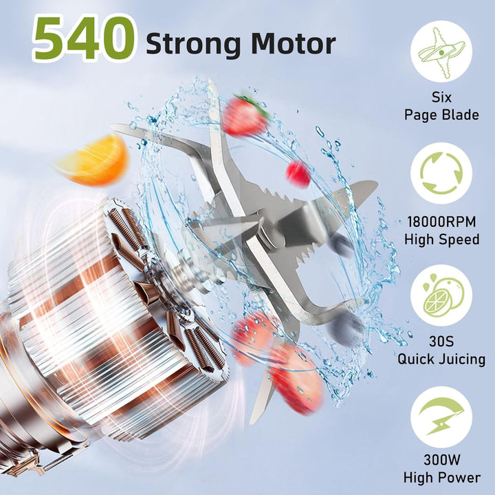 Herbst Tragbarer Mixer 700ml Smoothie Maker to Go, Fresh Juice Mixer Flasche mit 6 Klinge und USB Wi