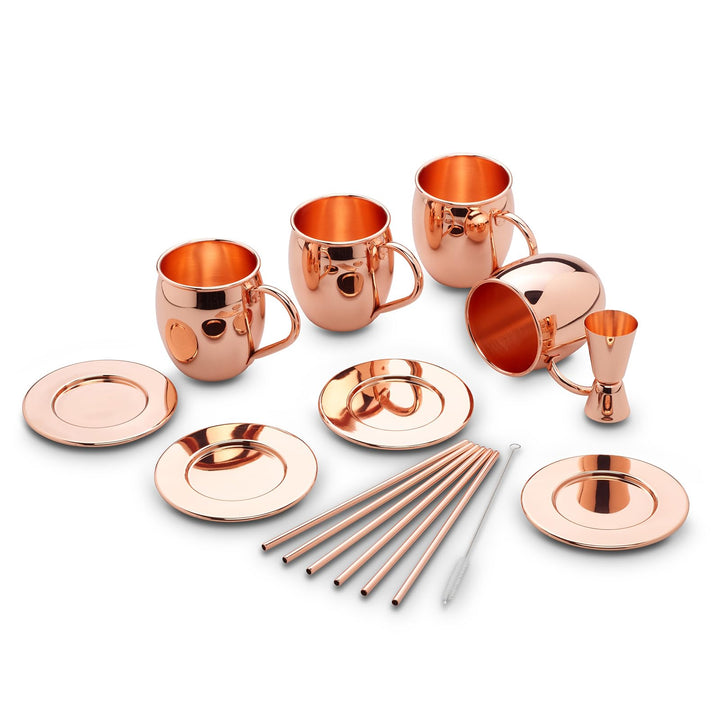 ECHTWERK Moscow Mule Kupferbecher 13er Set gefertigt aus Edelstahl bestehend aus 4x Kupferbecher 500