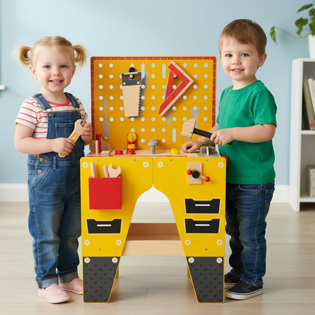 Holz Kinderwerkzeugtisch Spielzeug Werkzeugkoffer Kinder Werkbank Kinderwerkzeug ab 2 3 4 Jahre Mont