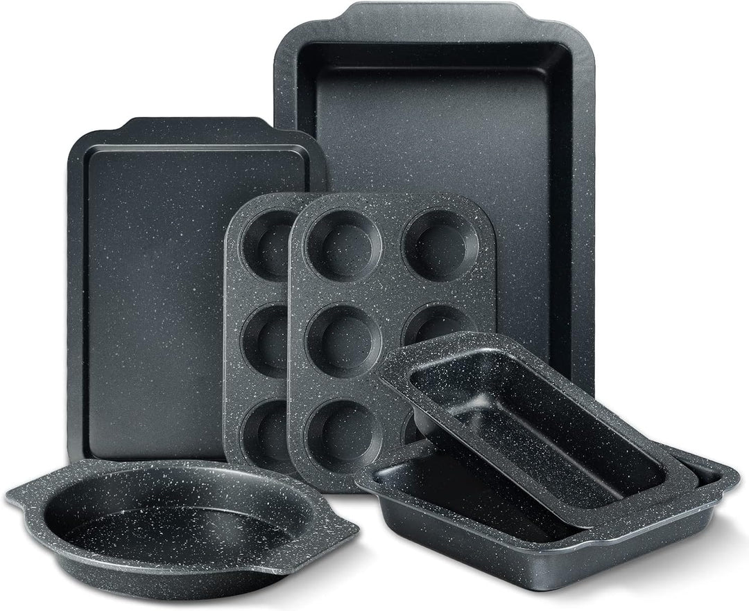 RIOVARM Granit Antihaft Backformen Set 7 PCS-Backformen-Sets Backbleche für Backofen Backen Set Back