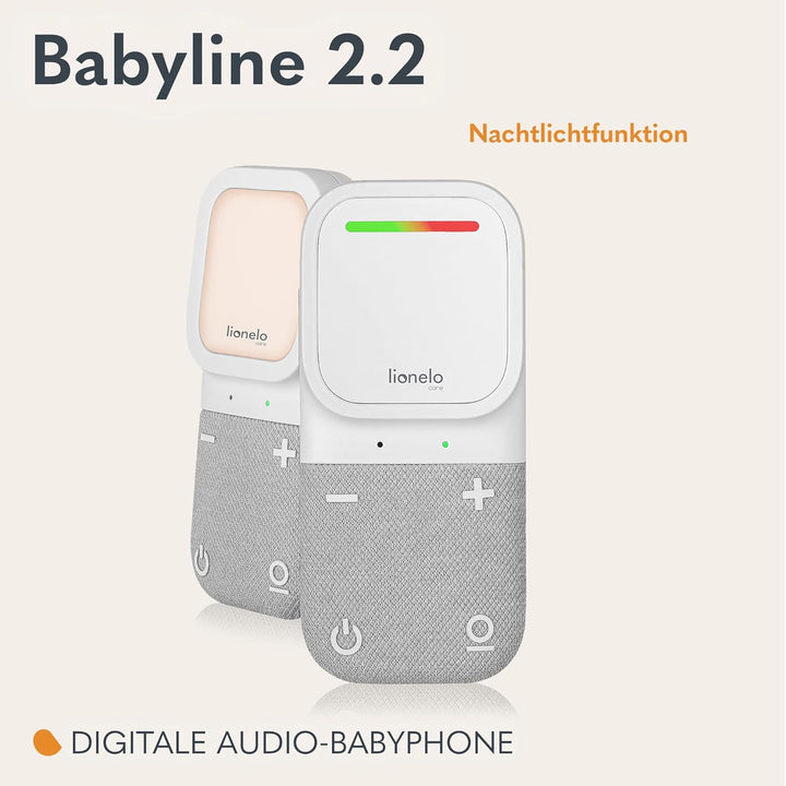 LIONELO Babyline 2.2 Elektronisches Audio Babyphone mit Nachtlicht, Reichweite bis zu 400 m, Zwei-We