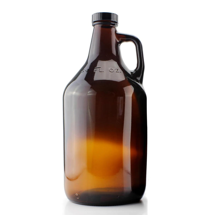 ANZAGA Braunglas-Growlerkrug mit schwarzem Deckel, ideal für Kombucha,0.5 Gallon/2 Liter, 0.5 Gallon
