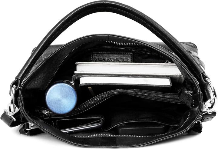 Marc Peter Santorini Handtasche Damen I Damenhandtasche aus Nappaleder I Vintage Umhängetasche I Sch