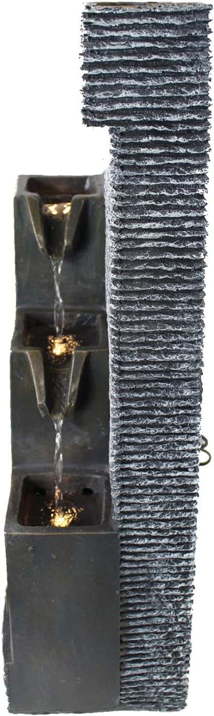 Arnusa Springbrunnen BK845 mit LED Beleuchtung Gartenbrunnen mit Dekorationsbecken Zimmerbrunnen