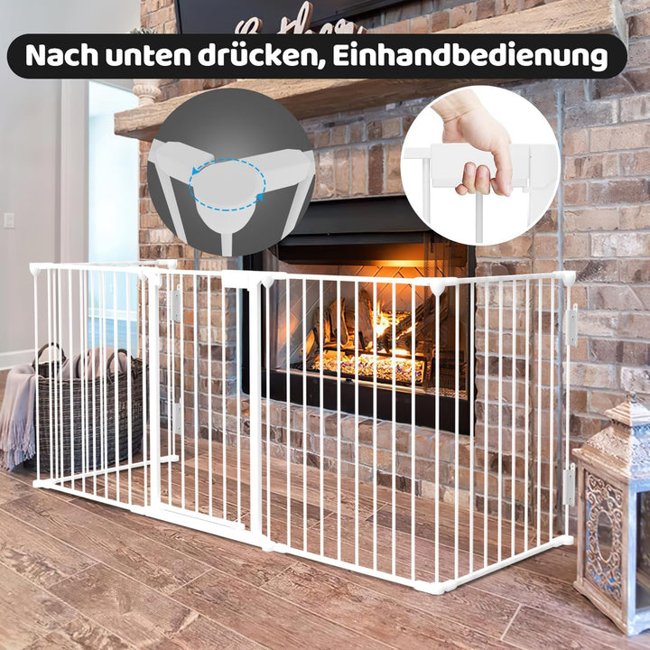 Kaminschutzgitter 310cm Metall, Ofenschutzgitter, Kinderschutzgitter 5-teilig, Absperrgitter mit Tür