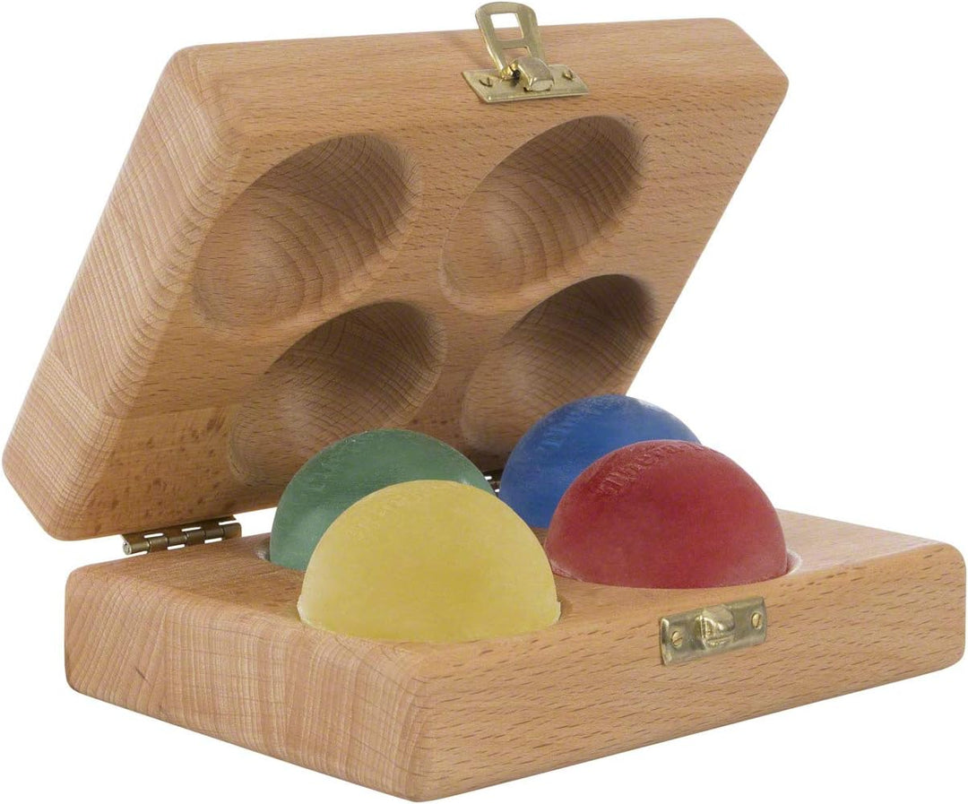 Sport-Tec Thera Band Handtrainer-Set Fingertrainer Antistressball, 4 Stärken inkl. Holzbox