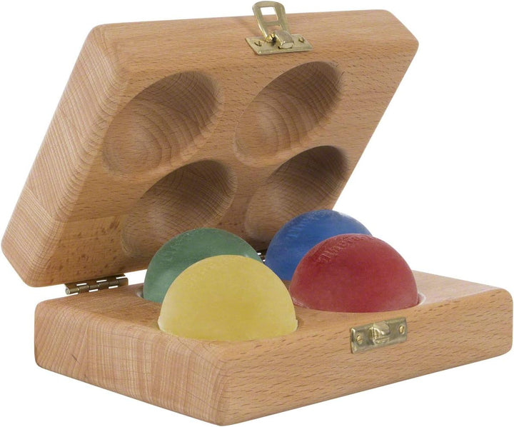 Sport-Tec Thera Band Handtrainer-Set Fingertrainer Antistressball, 4 Stärken inkl. Holzbox