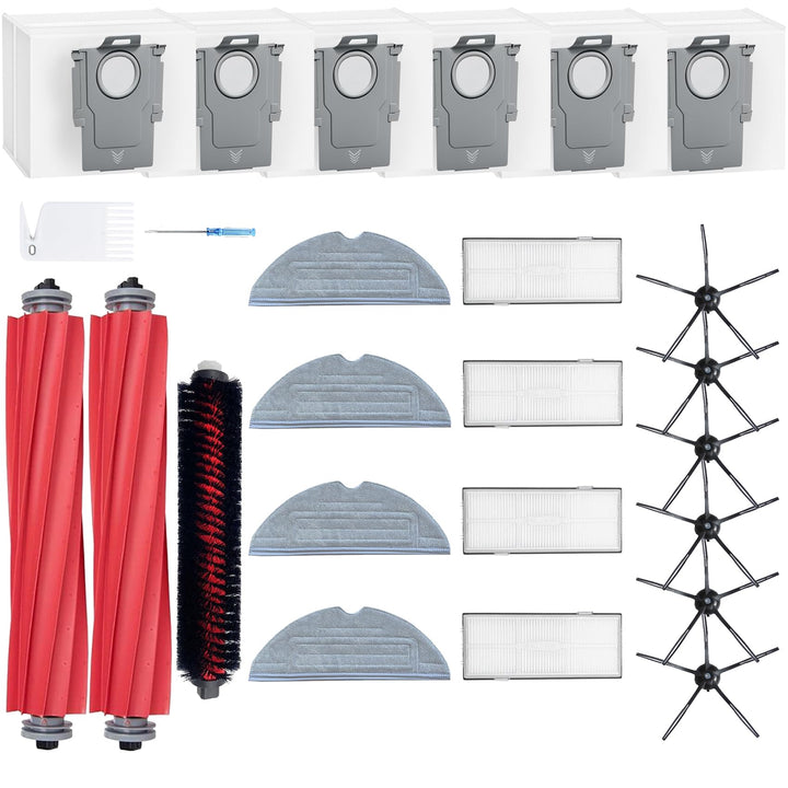 LOVECO Zubehör Ersatz Kompatibel für Roborock S7 MaxV Ultra,S7 Pro Ultra,2 Hauptbürste, 4 Filter,6 S