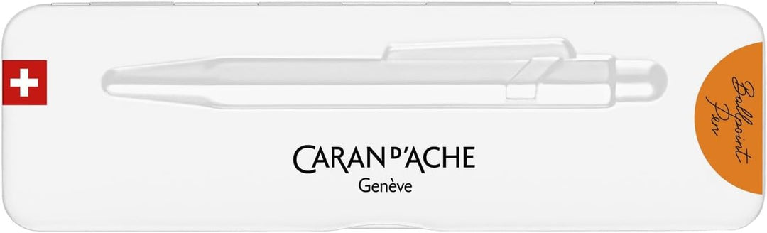 Caran d'Ache 849.53 - Kugelschreiber 849 POPLINE - Fluo Orange mit Etui, 1 Stück (1er Pack), Orange
