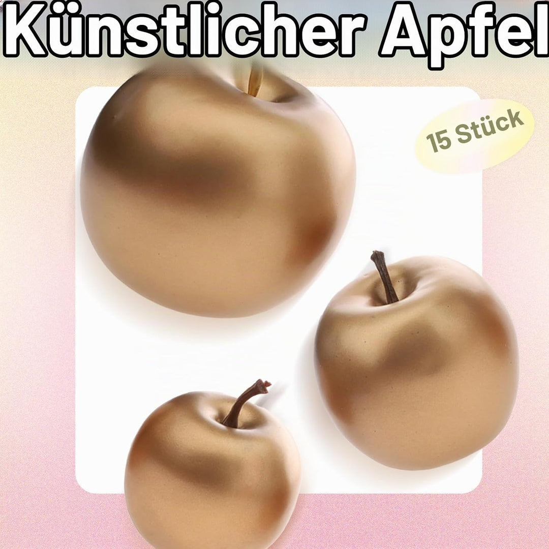 Gresorth 15 Stück Künstliche Goldene Apfel Dekoration Gefälschte Obst Modell Lebensecht Gemüse Anzei