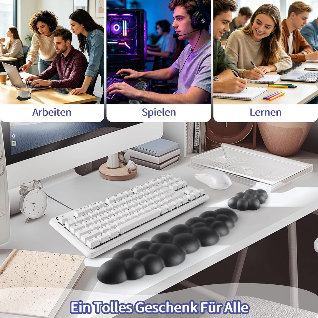 Sushret Wolke Handballenauflage Tastatur, Ergonomisches Wolke Handauflage Tastatur Mit Pu Leder Memo