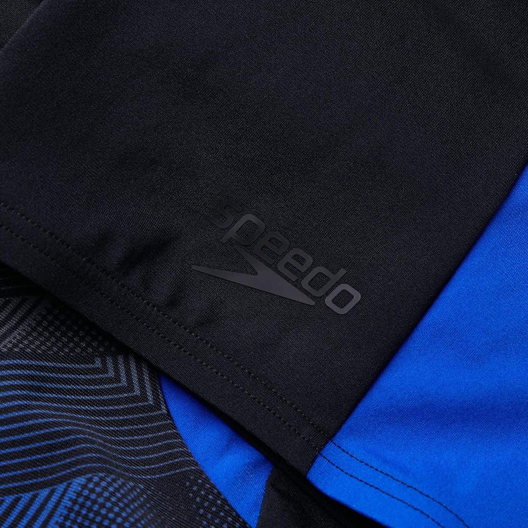 Speedo Herren Eco Endurance+ Splice II Badehose Schwarz/Blau Flame/Usa Anthrazit 26, Schwarz/Blau Fl