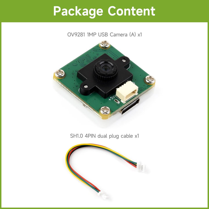 Waveshare OV9281 1MP Mono USB Camera (A), Supports 120FPS High Frame Rate Recording, Global Shutter