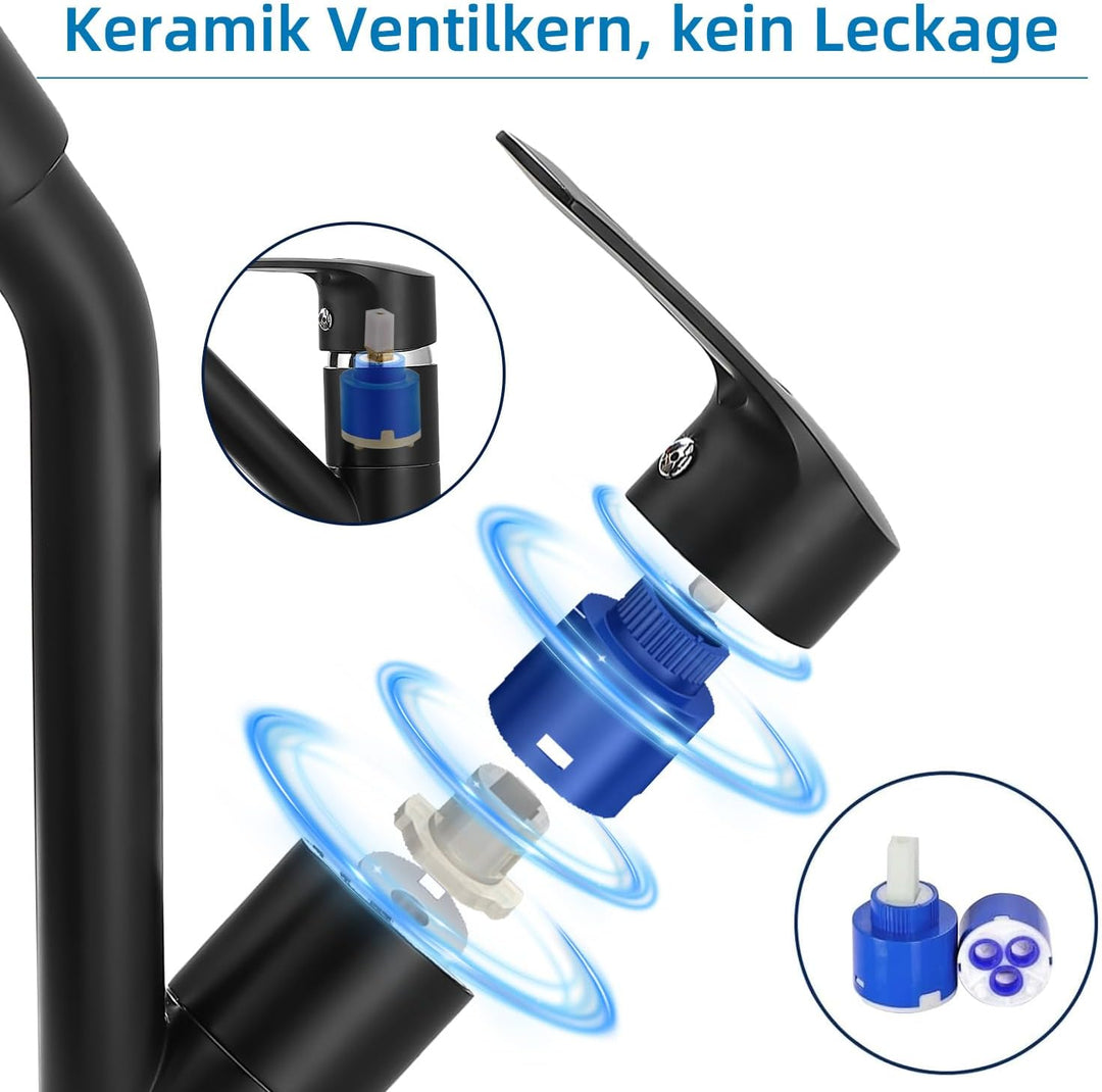 Wasserhahn Küche, Küchenarmatur mit Einhebelmischer, Keramikkartusche mit 360° Drehbarer Spültischar