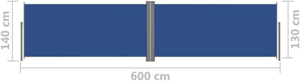 puraday 140x600 cm Seitenmarkise Ausziehbar Blau Terrassen-Sichtschutz Stilvolle Seitenmarkise Sicht