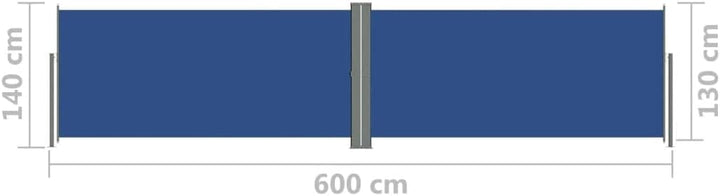 puraday 140x600 cm Seitenmarkise Ausziehbar Blau Terrassen-Sichtschutz Stilvolle Seitenmarkise Sicht