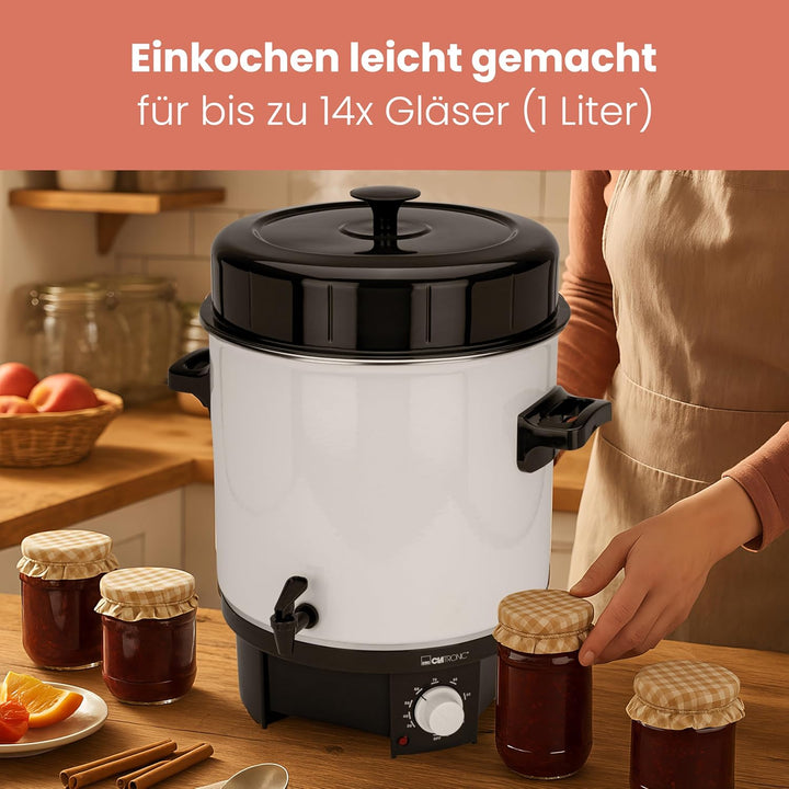 Clatronic EKA 3338 Einkochautomat mit Zapfhahn, 25 Liter, Heissgetränkeautomat, zum Erhitzen und War