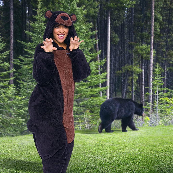 Funziez! Sherpa Bear Erwachsene Onesie Tier Halloween Kostüm Plüsch Teddy Einteiler Cosplay Anzug fü