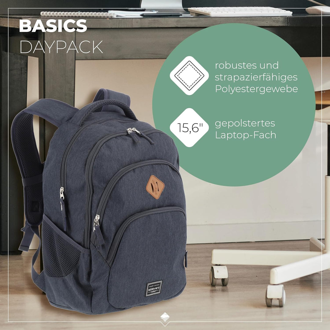 Travelite Handgepäck Rucksack, Laptop Rucksack 15,6 Zoll, BASICS, Daypack, Tagesrucksack mit vielen