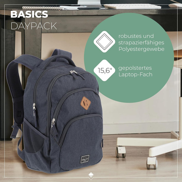Travelite Handgepäck Rucksack, Laptop Rucksack 15,6 Zoll, BASICS, Daypack, Tagesrucksack mit vielen