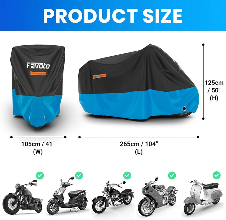 Favoto Verbesserte Version Wasserdicht Motorradabdeckung Motorrad Abdeckplane Outdoor Motorradgarage