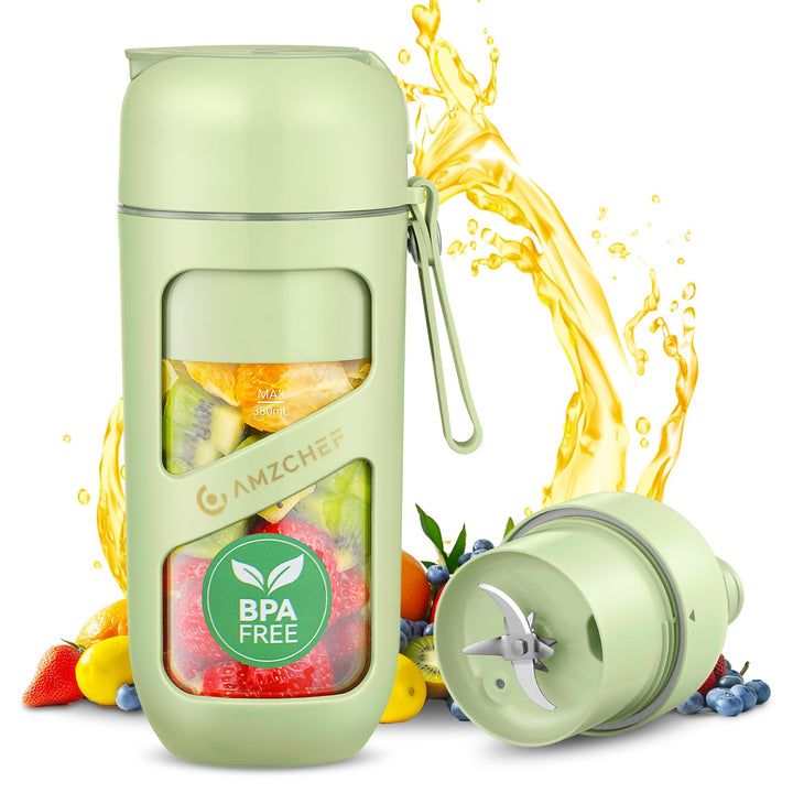 AMZCHEF Vakuum Smoothie Maker, Tragbarer Mixer für Milchshake, Saft, Smoothie - 380ml Vakuum Antioxi